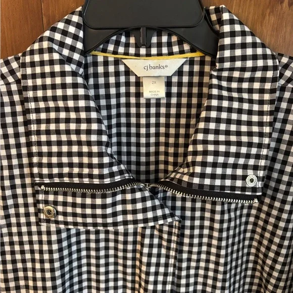 EUC Vintage CJ Banks Black & White Gingham Check Cotton Jacket | Women’s Plus 2X - Picture 3 of 16